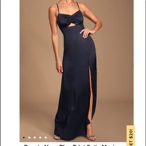 NWT- Navy Satin Maxi